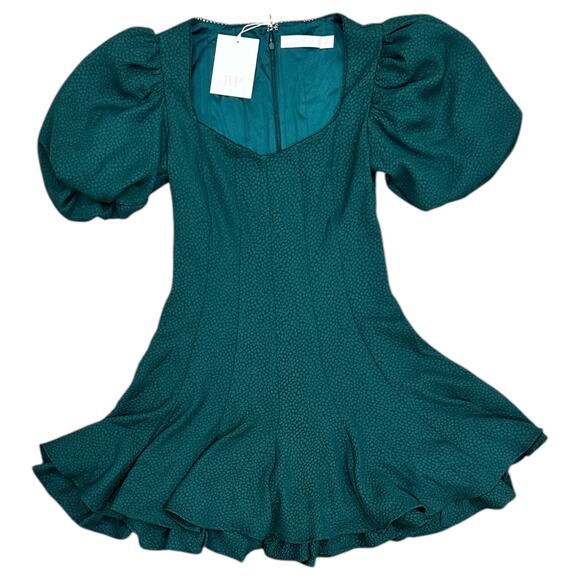 NWT Rachel Parcell V-neck Flared Dress in Dark Emerald - Picture 2 of 7